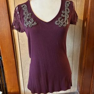 Maroon Detailed Top